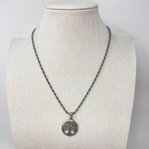 Tree of Life Sterling Silver Necklace Pendant‎ Marked 925 Nature Cottage Fairy